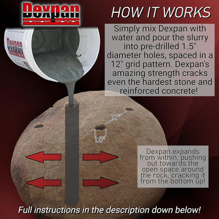 Dexpan Mortero Expansivo para Demolición, Cubo de 11 lb. para Romper Rocas, Cortar Hormigón, Excavar. Alternativa a Martillo Demoledor, Rompedora de Concreto, Sierra para Concreto, Taladro de Roca (#1 (77-104 F))