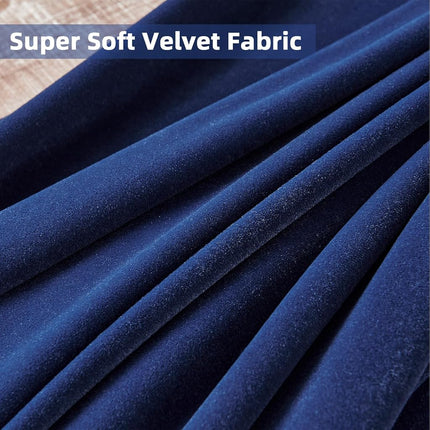 Joydeco Blue Velvet Curtains 108 inch Length 2 Panels Burg Set, Luxury Rod Pocket Thermal Insulated Window Blackout Curtain, Room Darkening Drapes for Living Dining Room Bedroom Privacy