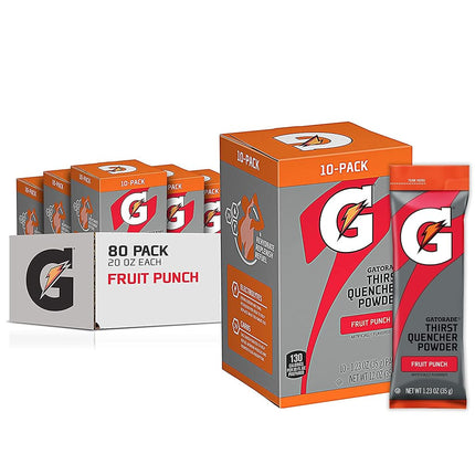 Gatorade Thirst Quencher Powder, Fruit Punch, 1.23oz Packets, Makes 20 ounces (80 Pack)