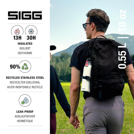 SIGG - Insulated Water Bottle - Thermo Flask Hot & Cold One Light - with Fruit Strainer - Leakproof - BPA Free - 18/8 Stainless Steel - White - 0.55L