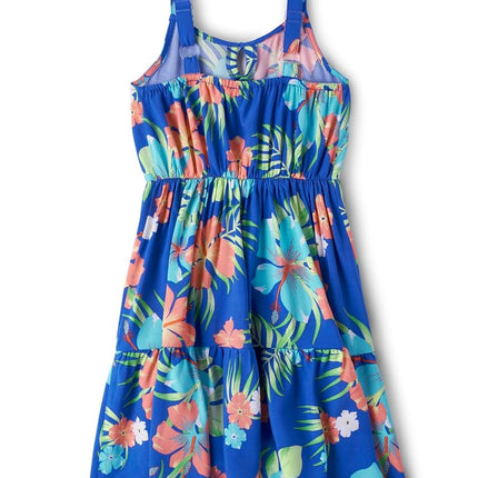 The Children's Place Girls Strappy Casual Dress, Blue Tropical Floral, Medium