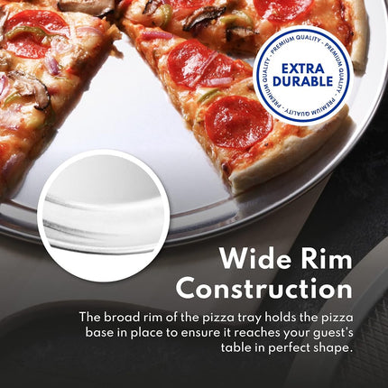 New Star Foodservice 50776 Pizza Pan/Tray, Wide Rim, Aluminum, 18 Inch