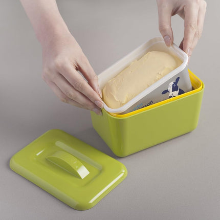 Zeal Insulated Butter Dish, Large 500 Grams Capacity Double Walled Butter Tub/Container with Lid, Melamine - Lime Green