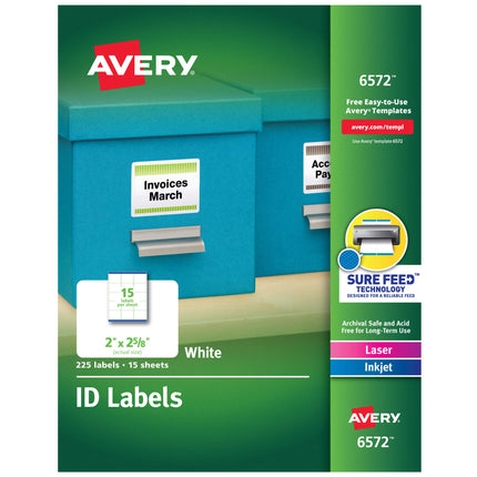 Avery ID Labels, Sure Feed Technology, Permanent A