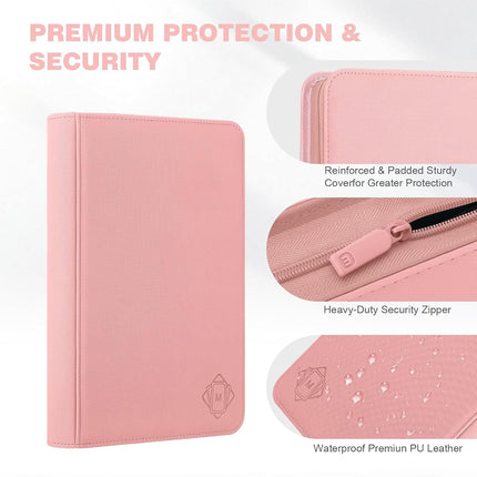 Trading Card Binder with 9 Side Loading Pocket Card Album Hold Up to 540 Cards PU Card Collection Binder, Collectible Albums Card Folder for MTG, TCG, Sports Cards（9-Pink）