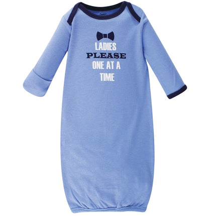 Luvable Friends Unisex Baby Cotton Gowns, Gentleman, Preemie/Newborn, Gentleman, Preemie-Newborn