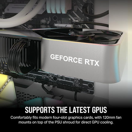 Corsair 3000D AIRFLOW Mid-Tower PC Case – 2x SP120 ELITE Fans – Four-Slot GPU Support – Fits up to 8x 120mm Fans – High-Airflow Design – White