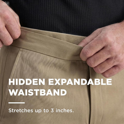 Haggar mensHC10884Premium No Iron Classic Fit Expandable Waist Plain Front Casual Pants - Beige - 40W x 29L