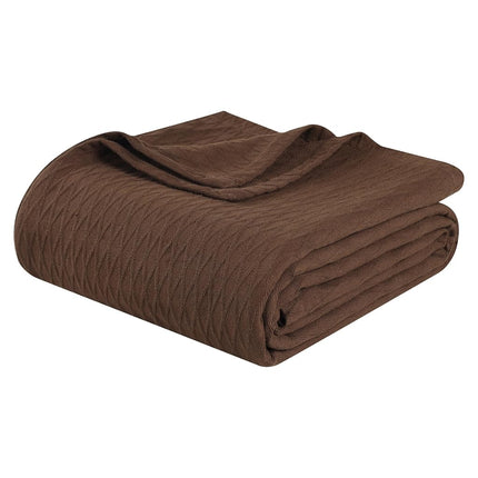 Superior Diamond Weave Blanket, 100% Cotton Cover for Home, Couch, Bed, Soft, Warm Blankets, Boho Aesthetic, Comfy, Cozy, and Cute Covers, Decorative Bedding Essentials, Throw, Chocolate