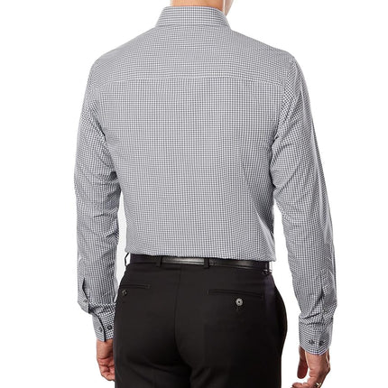 Kenneth Cole Reaction Men's Dress Shirt Slim Fit Checks and Stripes (Patterned), Grey, 15"-15.5" Neck 32"-33" Sleeve