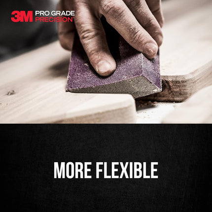 3M Pro Grade Precision 3-in-1 Sanding Sponge, 180 Grit Medium, for Woodworking, Drywall Prep, and Refinishing, 2.5 in x 4.5 in x 1 in