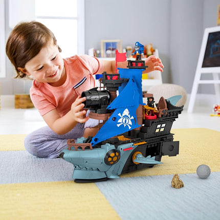 Imaginext Shark Bite Pirate Ship Playset, 2 Action Figures & Toy Boat