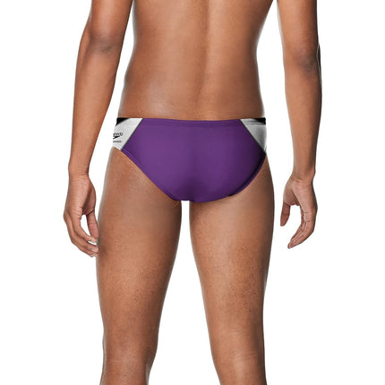 Speedo Men's Swimsuit Brief Endurance+ Splice Team Colors - Edge Black/Purple, Size 32