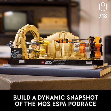 LEGO Star Wars : Diorama de la course de pods de Mos Espa de La Menace fantôme, modèle à construire et exposer pour adultes, cadeau de fan de Star Wars avec le Podracer d'Anakin Skywalker, décoration de collection du 4 mai, 75380