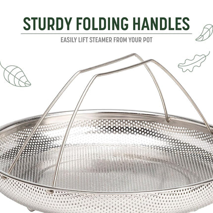 Goodful All-in-One Pan Steamer Basket, Premium Stainless Steel Construction, Dishwasher Safe, Perfect for Steaming Vegetables, Full Handle for Easy Use