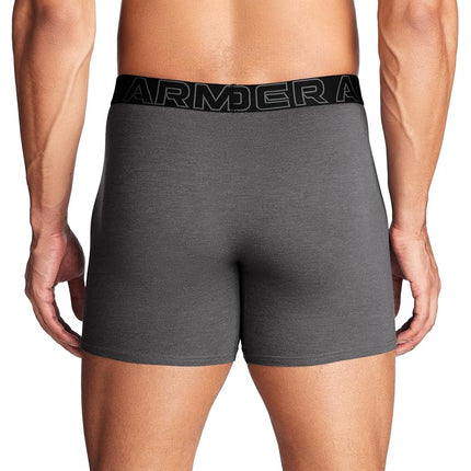 Under Armour Men's 3-Pack Performance Cotton Boxer Brief, 6" Inseam, All-Day Comfort & Ultra-Soft, Castlerock Heather - Core, XS