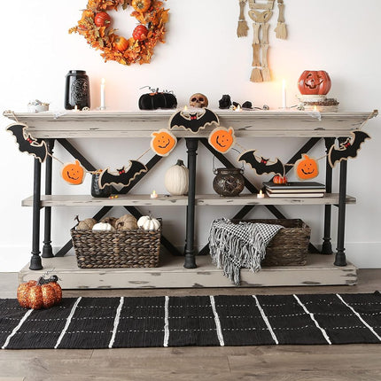 DII Fall Home & Party Décor Spooky Halloween Decorations Indoor & Front Porch, Garland, 72-Inch Length, Bat & Pumpkin