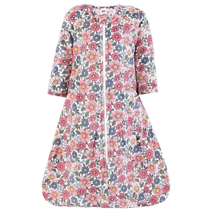 Hudson Baby Saco de Dormir Unisex de Manga Larga de Felpa Pelo Sintético, Manta Ponible, Floral Bonito Rosa y Azul, 12-18 Meses