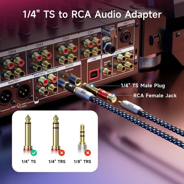 Cable Matters Paquete de 4 adaptadores RCA a 1/4 (adaptador de 1/4 a RCA)