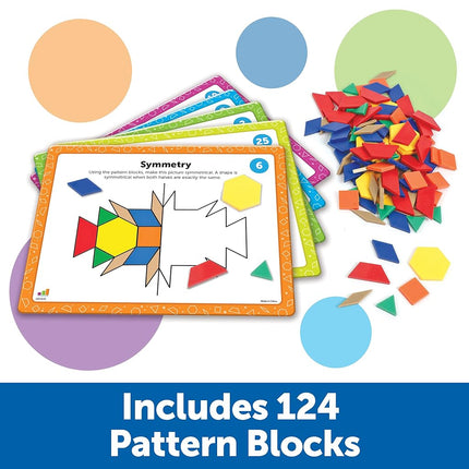 Learning Resources Pattern Block Maths Activity Set, Maths Games for Kids, Educational Games, Preschool Maths, Montessori, 144 Pieces, Age 5+