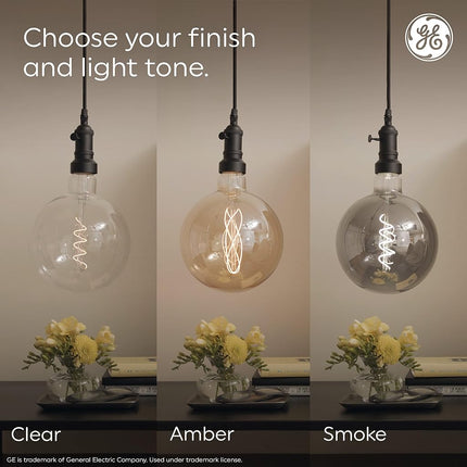 GE Vintage Style LED Light Bulbs, 60 Watt, Clear Finish, ST19 Edison Style Bulbs (2 Pack)