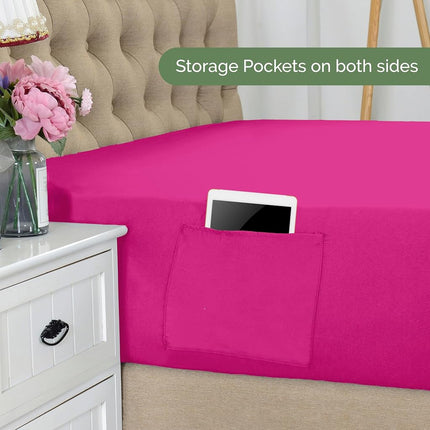 Elegant Comfort 1500 Premium Hotel Quality 18-21 Inches Deep - Extra Deep Pocket Single Fitted Sheet for High Mattress, Luxury and Softest, Smart Pocket - Wrinkle Free, Twin/Twin XL, Pink