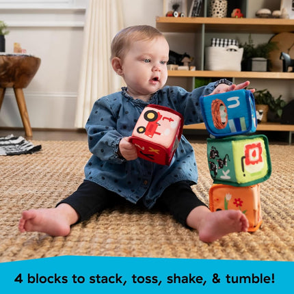 Baby Einstein Alpha Stacks Soft Blocks, Multisensory and Lightweight, Ages 3 Months and Up