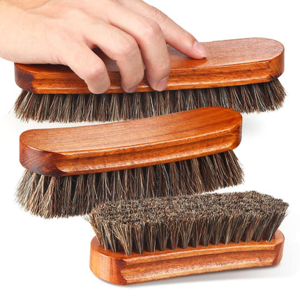 4 Pcs Horsehair Shine Shoes Brush Kit Polish Daube