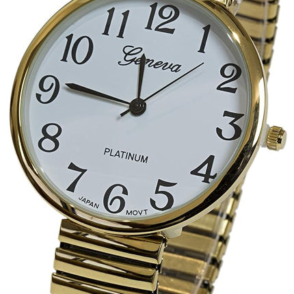 Gold Super Large Face Easy to Read Stretch Band Extension Watch