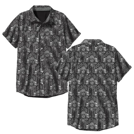 STAR WARS Boys Darkside Pattern Short Sleeve Woven Tee, Black, Medium
