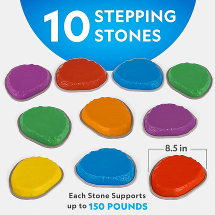 National Geographic Stepping Stones for Kids – Durable Non-Slip Balance Stones Encourage Toddler Gross Motor Skills, Indoor & Outdoor Toys, Obstacle Course (Set of 10)