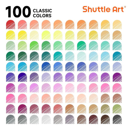 Shuttle Art 100 Fineliners, 0.4 mm Fine Tip Fiber Pen Set with 100 Colours, 8 Templates, 2 Adult Colouring Books, Ideal for Bullet Journal