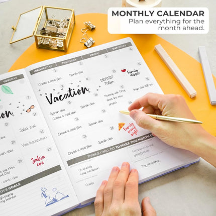 Clever Fox Planner Pro - Agenda & Daily Calendar to Boost Productivity, Happiness & Hit Your Goals in 2018 - Gratitude Journal Personal Weekly Organizer - 5 x 8'' Undated (Lavender)