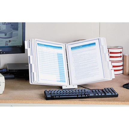 DURABLE Sherpa 10-Panel Desktop Reference System, Gray Borders (554210)