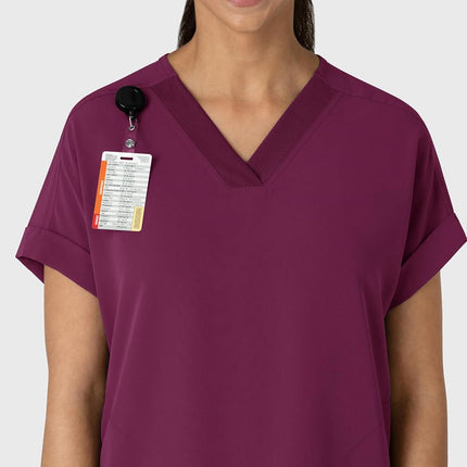 WonderWink Women's Women's Drop Shoulder Boxy Scrub Top Wine