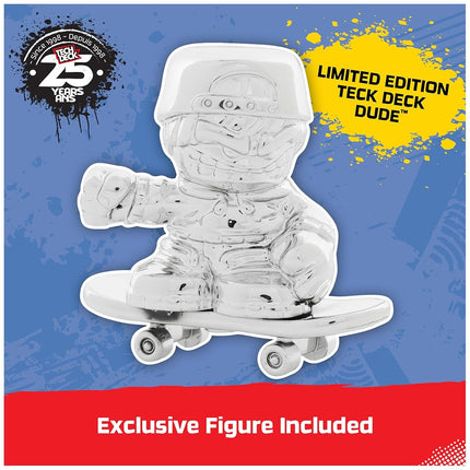 Tech Deck, 25th Anniversary 8-Pack Fingerboards with Exclusive Figure, Collectible and Customisable Mini Skateboards, Kids’ Toys for Ages 6 and up