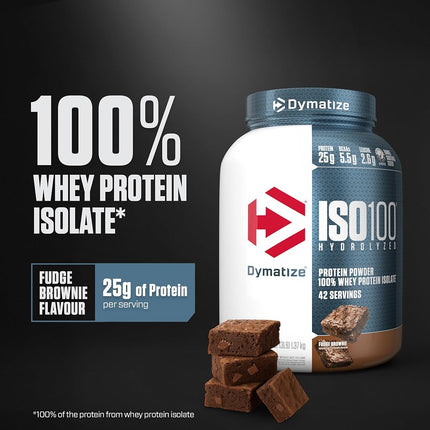 Dymatize ISO100 - 100% Hydrolyzed Whey Protein Isolate - Fudge Brownie - 1.4kg