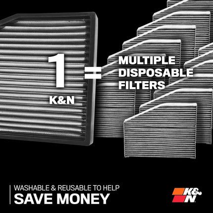 K&N Cabin Air filter compatible with Dodge Durango, Jeep Grand Cherokee 3.6, 5.7, 2011-2016 (VF3012), Weiß