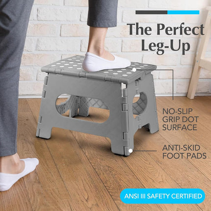 Folding Step Stool - Lightweight, Ultra-Sturdy, Portable & Multi-Functional – Ideal for Adults, Kids, and Seniors – Non-Slip Grip, Easy Storage, and High Weight Capacity. (Grey | 2-Pack)