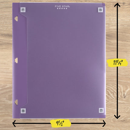 Five Star 2 Pocket Folder, 4 Pack, Customizable Cover, Folder with Pockets, Fits 3 Ring Binder, Plastic, White, Amethyst Purple, Harvest Yellow, Tidewater Blue (330092B-ECM)