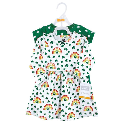 Hudson Baby Baby Girls' Cotton Dresses, St Patricks Rainbow, 0-3 Months