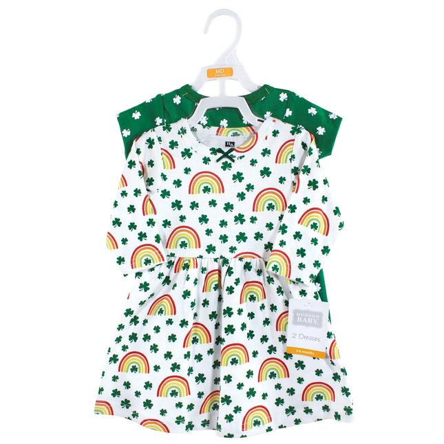 Hudson Baby Baby Girls' Cotton Dresses, St Patricks Rainbow, 9-12 Months