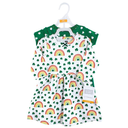 Hudson Baby Baby Girls' Cotton Dresses, St Patricks Rainbow, 0-3 Months