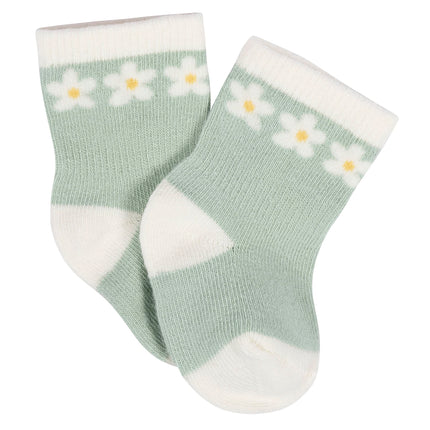 Gerber Unisex Baby 8-Pair Wiggle-Proof Sock, Golden Floral, 3-6 Months