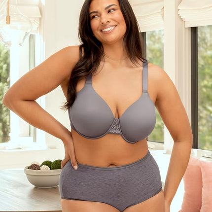Vanity Fair Women's Full Figure Beauty Back Smoothing Bra, 4-Way Stretch Fabric, Lightly Lined Cups up to H, Underwire - Beige, 42H US