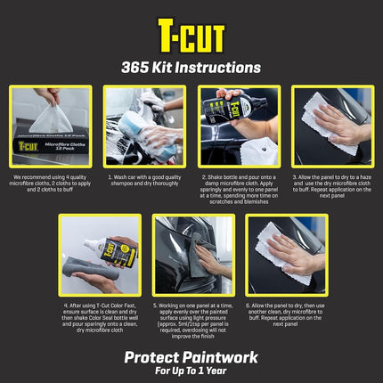 T-Cut 365 Paintwork Perfection Car Polish & Restorer Fast Seal Kit, Sheer Silver, 500ml