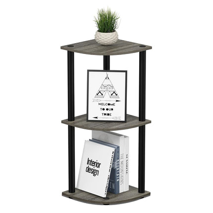 Furinno TURN-N-TUBE Corner Shelf, 3-Tier Corner Bo