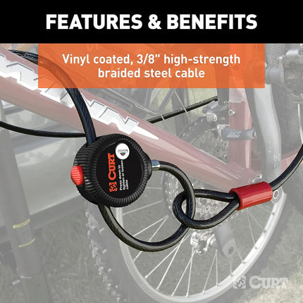 CURT 23666 6-Foot Bike Cable Lock BLACK VINYL