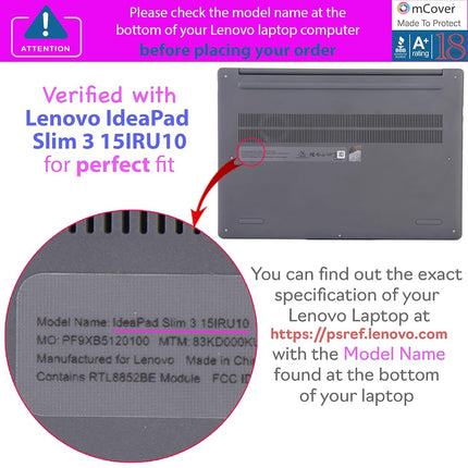 mCover Case ONLY Compatible for 2025-2026 15" Lenovo IdeaPad Slim 3 15AHP10 / 15ARP10 / 15IRH10 / 15IRU10 Series Windows Computers (NOT Fitting Any Other Lenovo Models) (Black)