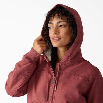 Dickies Women's Fleece Lined Duck Canvas Jacket, Red, S